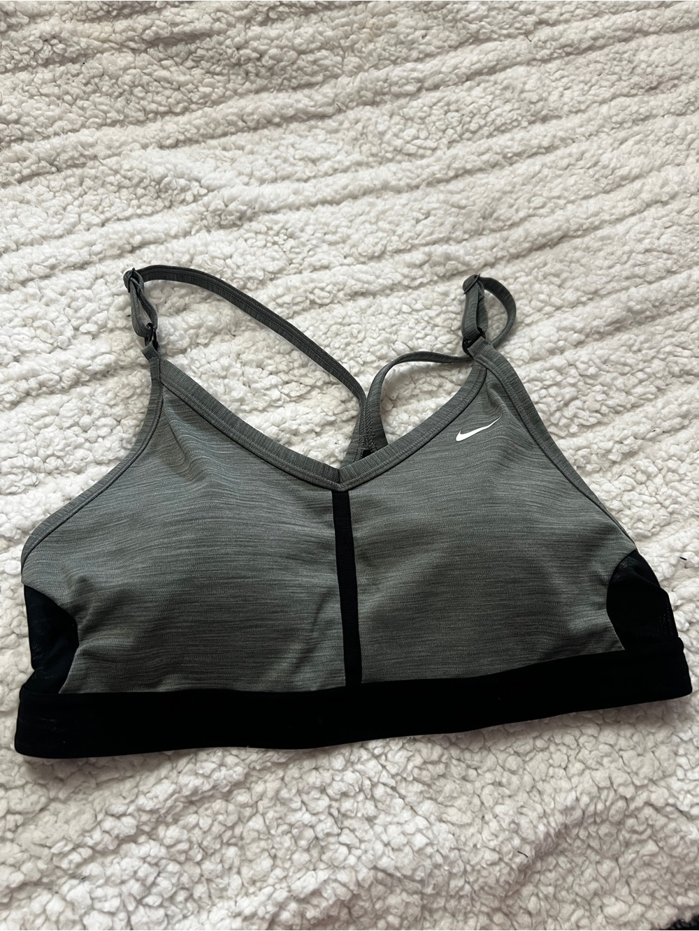 Nike Grey and Black Light Support Sports Bra